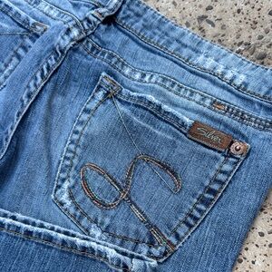 Silver vintage Women's Flare kaleidoscope Jeans with Embroidered Pocket